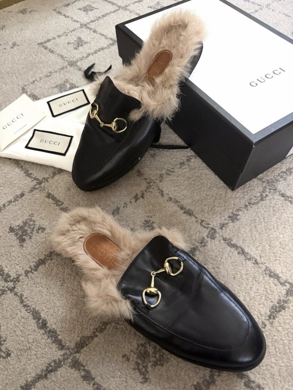 $1090 GUCCI Princetown Slippers Calfskin Fur Womens - Size 41 - Picture 5 of 6